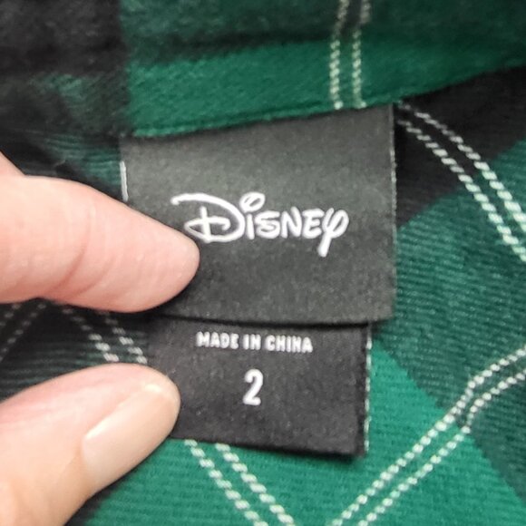 Disney long-sleeve green plaid Christmas button up ladies shirt with Pluto 2X - Picture 8 of 8
